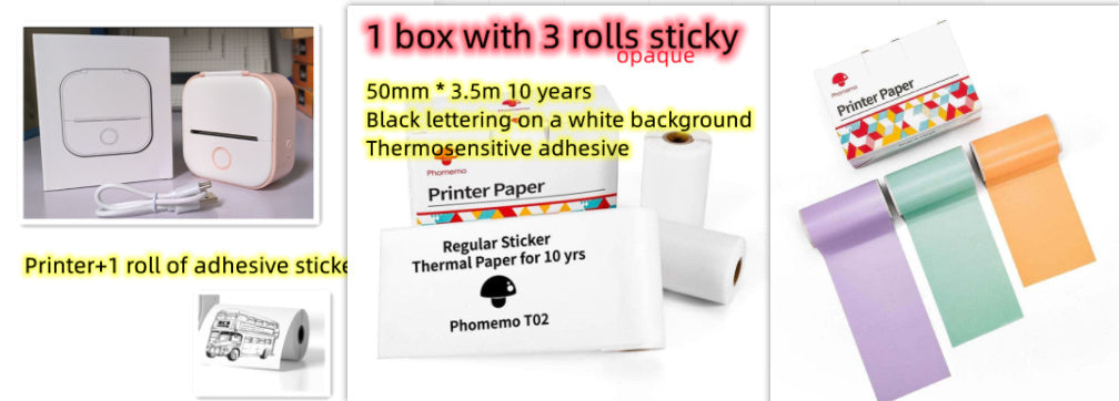 Memo king Mini Sticker Printer - T02 Mini Thermal Printer Wireless Inkless Label Maker Portable Sticker Maker for Student Birthday Gift, Compatible with iOS & Android, Pink