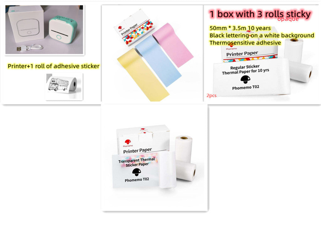 Memo king Mini Sticker Printer - T02 Mini Thermal Printer Wireless Inkless Label Maker Portable Sticker Maker for Student Birthday Gift, Compatible with iOS & Android, Pink