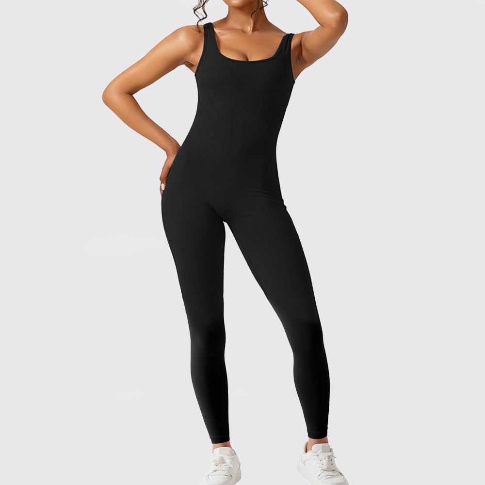 Women Sleeveless Flare Jumpsuits Fitness Yoga Long Pant