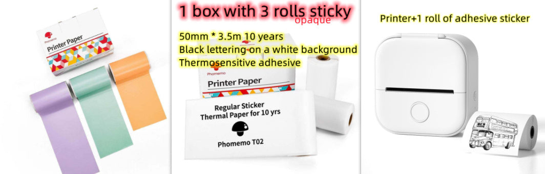 Memo king Mini Sticker Printer - T02 Mini Thermal Printer Wireless Inkless Label Maker Portable Sticker Maker for Student Birthday Gift, Compatible with iOS & Android, Pink