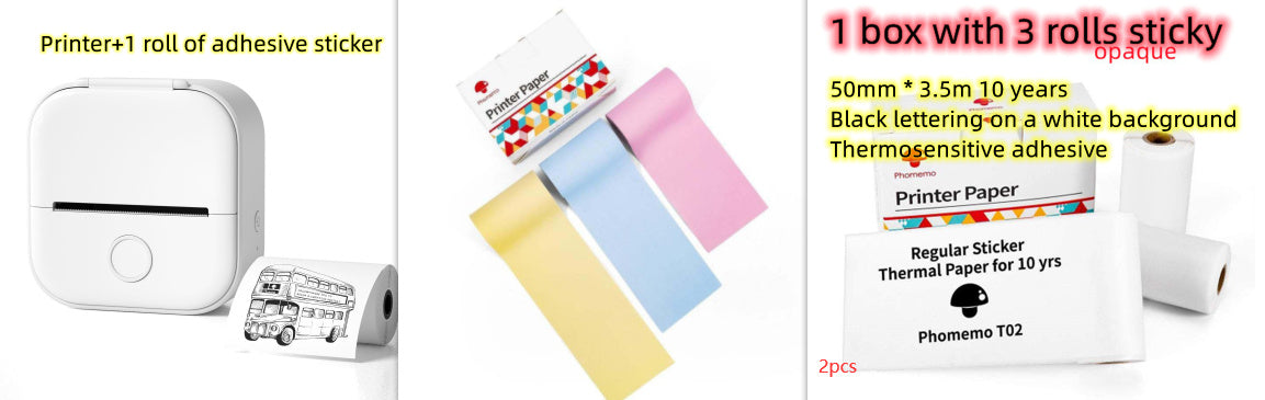Memo king Mini Sticker Printer - T02 Mini Thermal Printer Wireless Inkless Label Maker Portable Sticker Maker for Student Birthday Gift, Compatible with iOS & Android, Pink