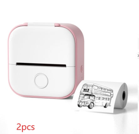 Memo king Mini Sticker Printer - T02 Mini Thermal Printer Wireless Inkless Label Maker Portable Sticker Maker for Student Birthday Gift, Compatible with iOS & Android, Pink