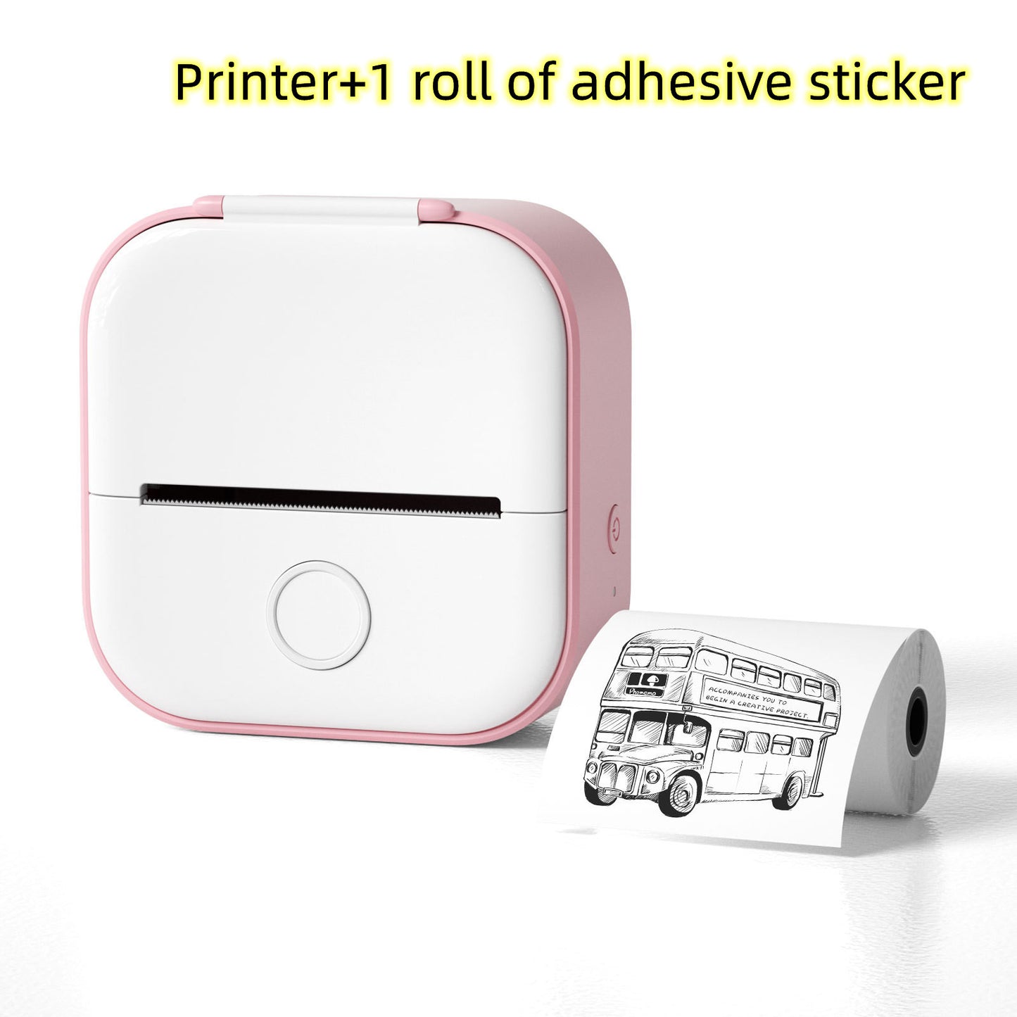 Memo king Mini Sticker Printer - T02 Mini Thermal Printer Wireless Inkless Label Maker Portable Sticker Maker for Student Birthday Gift, Compatible with iOS & Android, Pink
