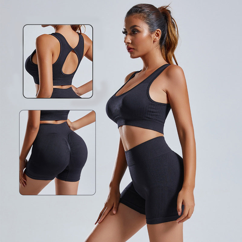 2pcs Yoga Set Women's Vest And Shorts Tracksuit Seamless Workout Sportswear Gym Clothing High Waist Leggings Fitness  Sports Suits