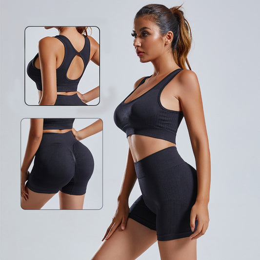 2pcs Yoga Set Women's Vest And Shorts Tracksuit Seamless Workout Sportswear Gym Clothing High Waist Leggings Fitness  Sports Suits