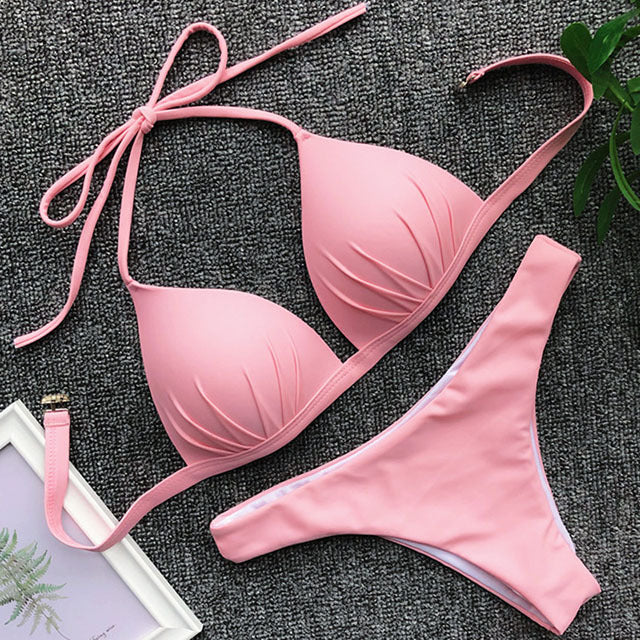 One-piece  bra hanging neck bikini