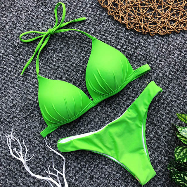 One-piece  bra hanging neck bikini