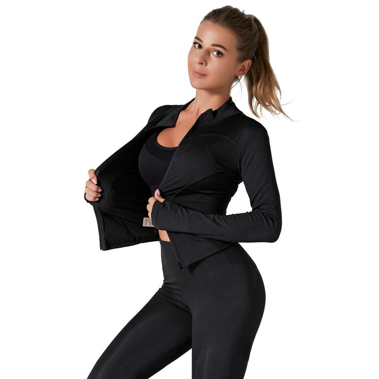 Women's Slim Fit Lightweight Athletic Yoga Running Track Set UPF 50+ Sun Protection Full Zip Stretchy Jacket and Legging