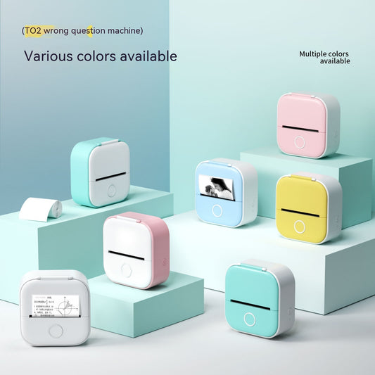 Memo  king Mini Sticker Printer - T02 Mini Thermal Printer Wireless Inkless Label Maker Portable Sticker Maker for Student Birthday Gift, Compatible with iOS & Android, Pink
