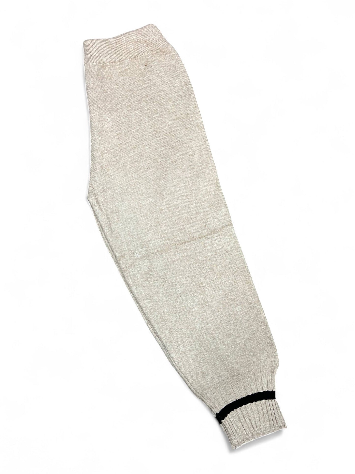 Women's Woolen Knitted Sweatpants Winter Wide-Leg Joggers with Ankle Banded Cuffs, Sports Pants Casual Trousers