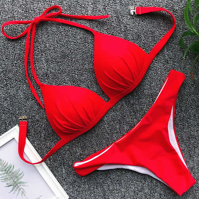 One-piece  bra hanging neck bikini