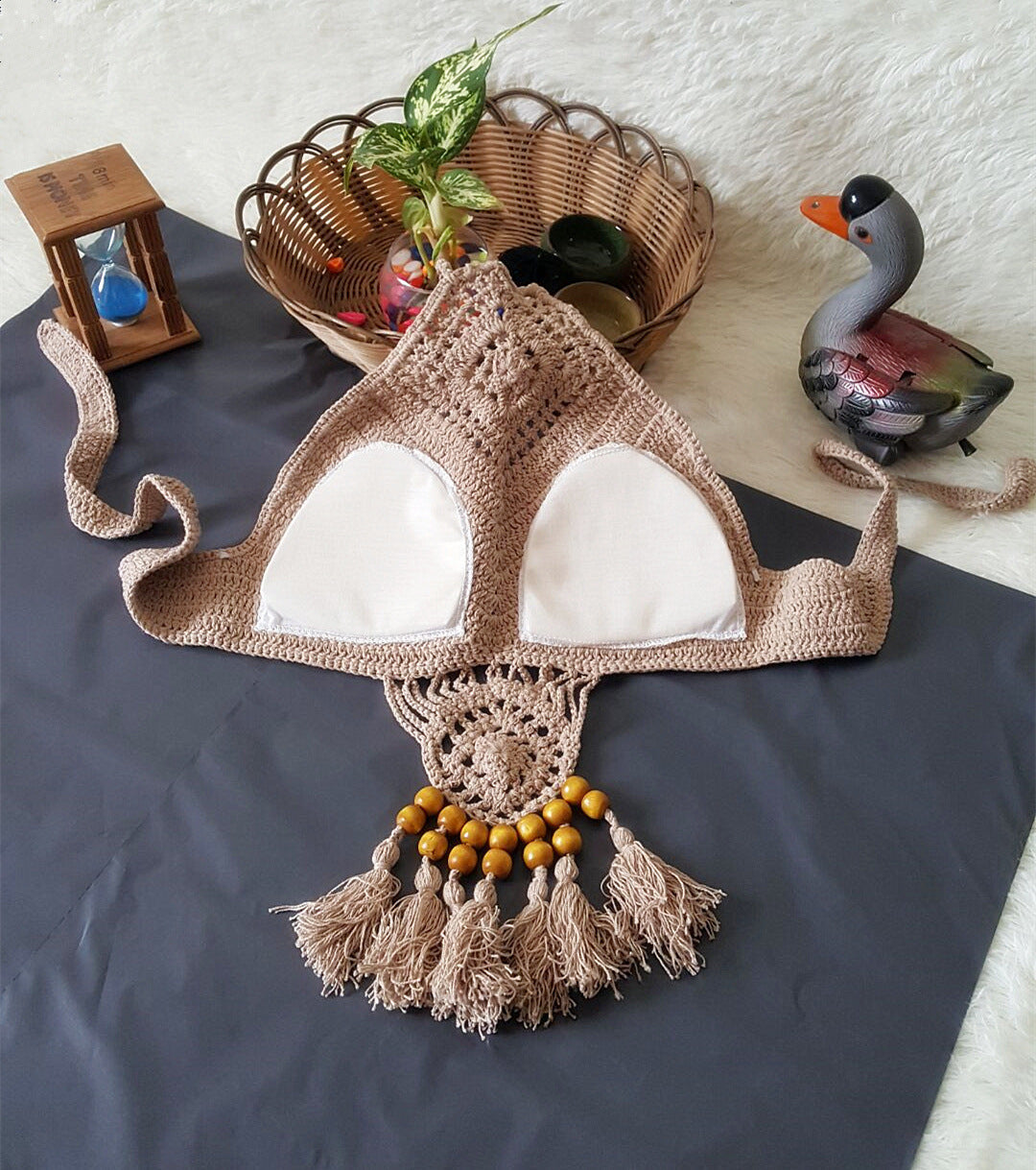 2021 Europe and the United States new woman swimsuit set, beach sunshine bath, foreign trade Crochet Crochet tassel bikini