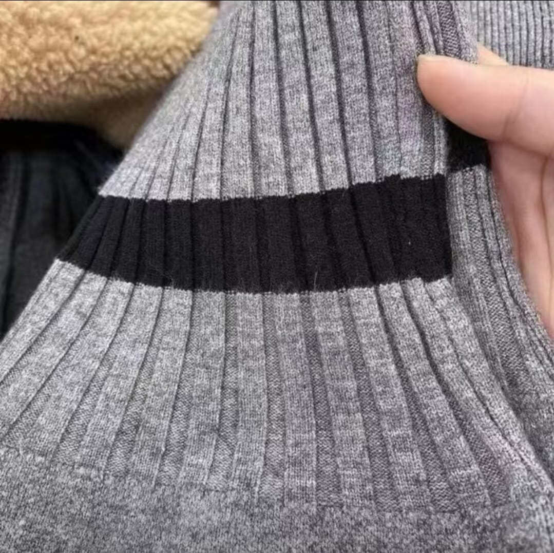 Women's Woolen Knitted Sweatpants Winter Wide-Leg Joggers with Ankle Banded Cuffs, Sports Pants Casual Trousers