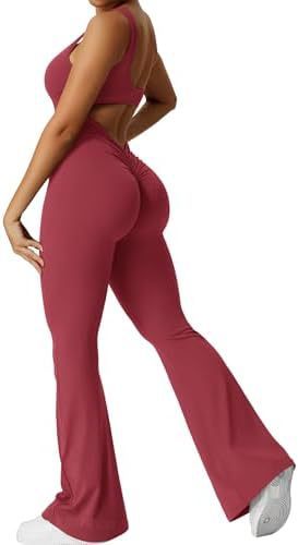 Women  Sleeveless Flare Jumpsuits Fitness Yoga Long Pant