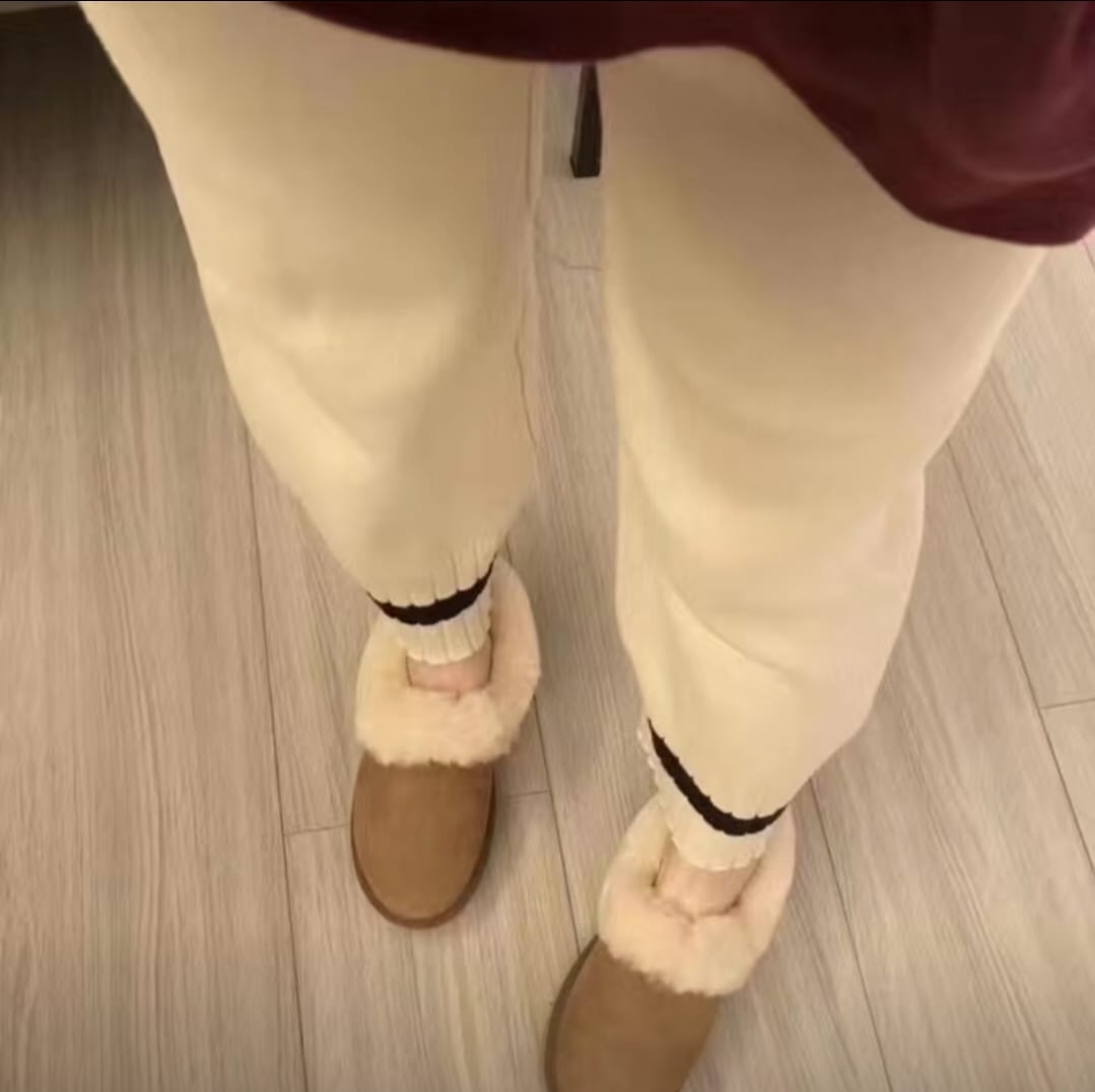 Women's Woolen Knitted Sweatpants Winter Wide-Leg Joggers with Ankle Banded Cuffs, Sports Pants Casual Trousers