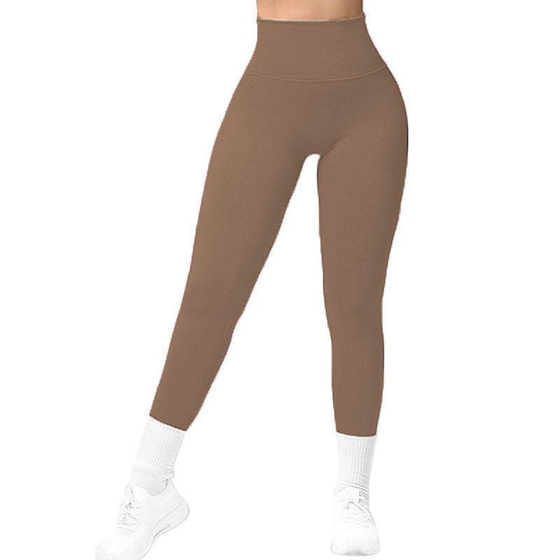 High  Waist Seamless Leggings Threaded Knitted Fitness Pants Solid Women's Slimming Sports Yoga Pants Elastic Running Sport Leggings