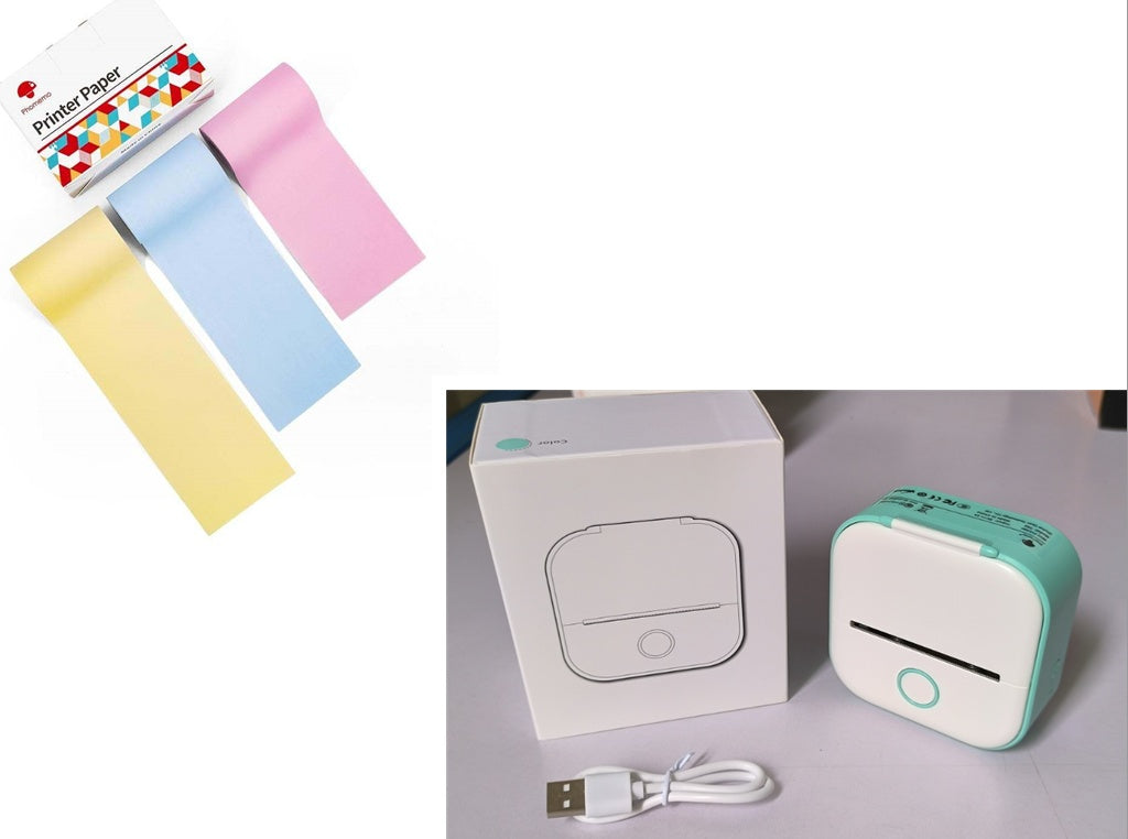 Memo  king Mini Sticker Printer - T02 Mini Thermal Printer Wireless Inkless Label Maker Portable Sticker Maker for Student Birthday Gift, Compatible with iOS & Android, Pink