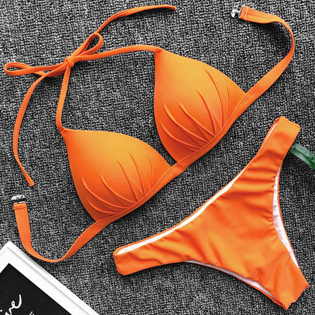 One-piece  bra hanging neck bikini