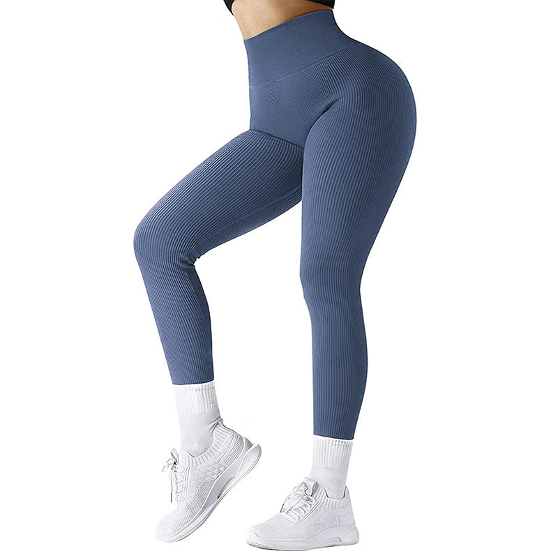 High  Waist Seamless Leggings Threaded Knitted Fitness Pants Solid Women's Slimming Sports Yoga Pants Elastic Running Sport Leggings
