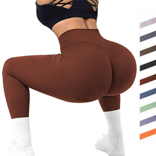 High  Waist Seamless Leggings Threaded Knitted Fitness Pants Solid Women's Slimming Sports Yoga Pants Elastic Running Sport Leggings
