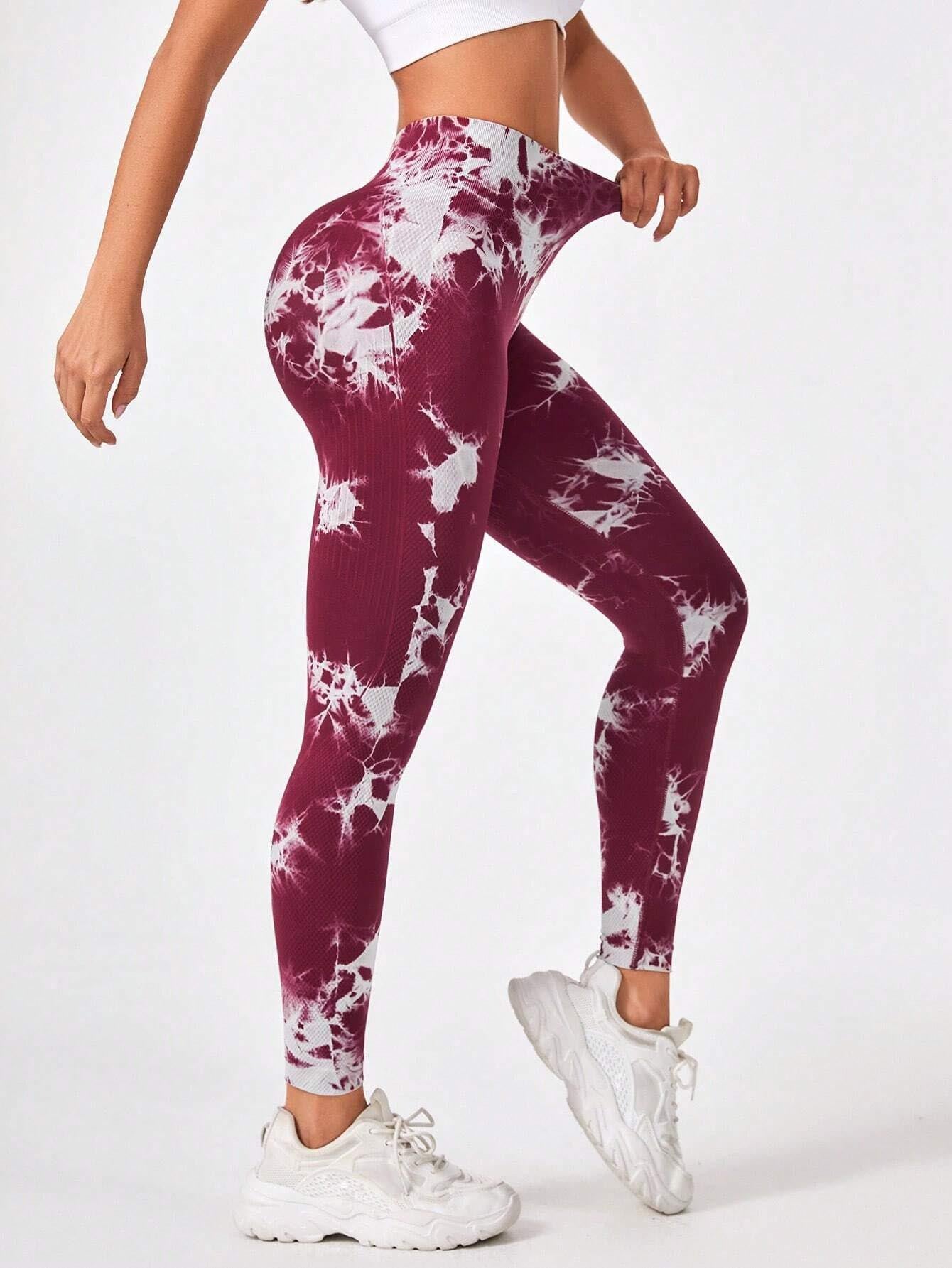 Tie Dye  Workout Seamless Leggings For Women High Waist Gym Leggings Yoga Pants, Seamless Leggings For Women High Waist Yoga Pants, Scrunch Butt Lifting Elastic Tights