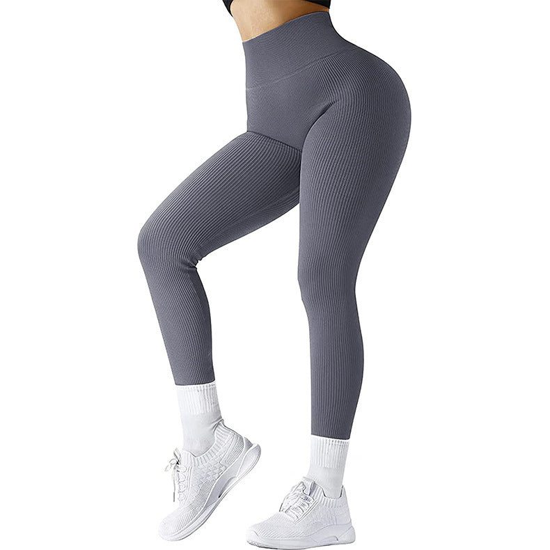 High  Waist Seamless Leggings Threaded Knitted Fitness Pants Solid Women's Slimming Sports Yoga Pants Elastic Running Sport Leggings