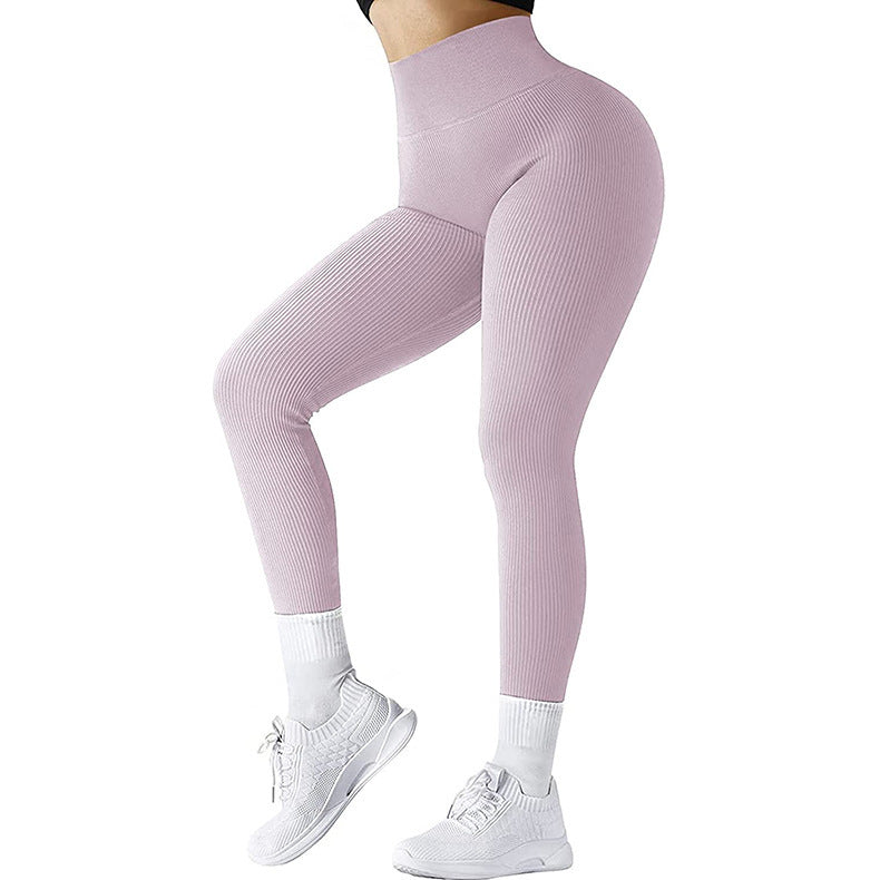 High  Waist Seamless Leggings Threaded Knitted Fitness Pants Solid Women's Slimming Sports Yoga Pants Elastic Running Sport Leggings