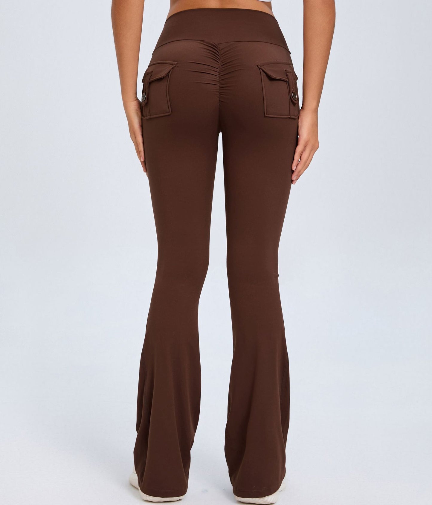 Yoga  Fitness Flared Pants With Pockets Ins Fashion Slim High Waist Sports Trousers  Scrunch Butt Booty Workout Lifting Leggings