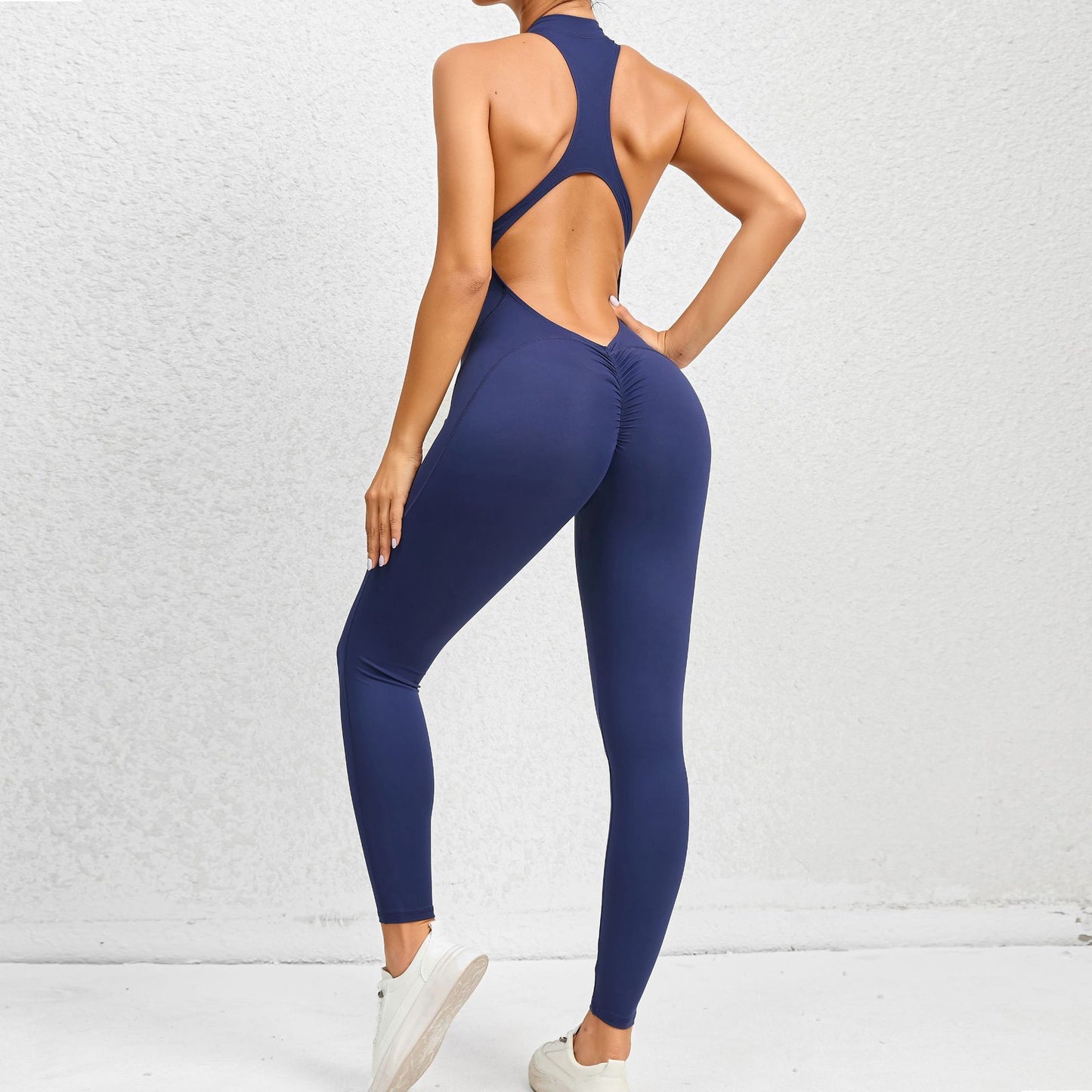Zippered Yoga Fitness Jumpsuit  Sleeveless Tummy Control Stretch Shapewear Butt Lifting Sportswear Women Fashion Outfits Clothing