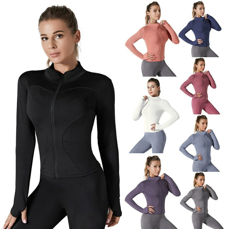 Women's Slim Fit Lightweight Athletic Yoga Running Track Set UPF 50+ Sun Protection Full Zip Stretchy Jacket and Legging