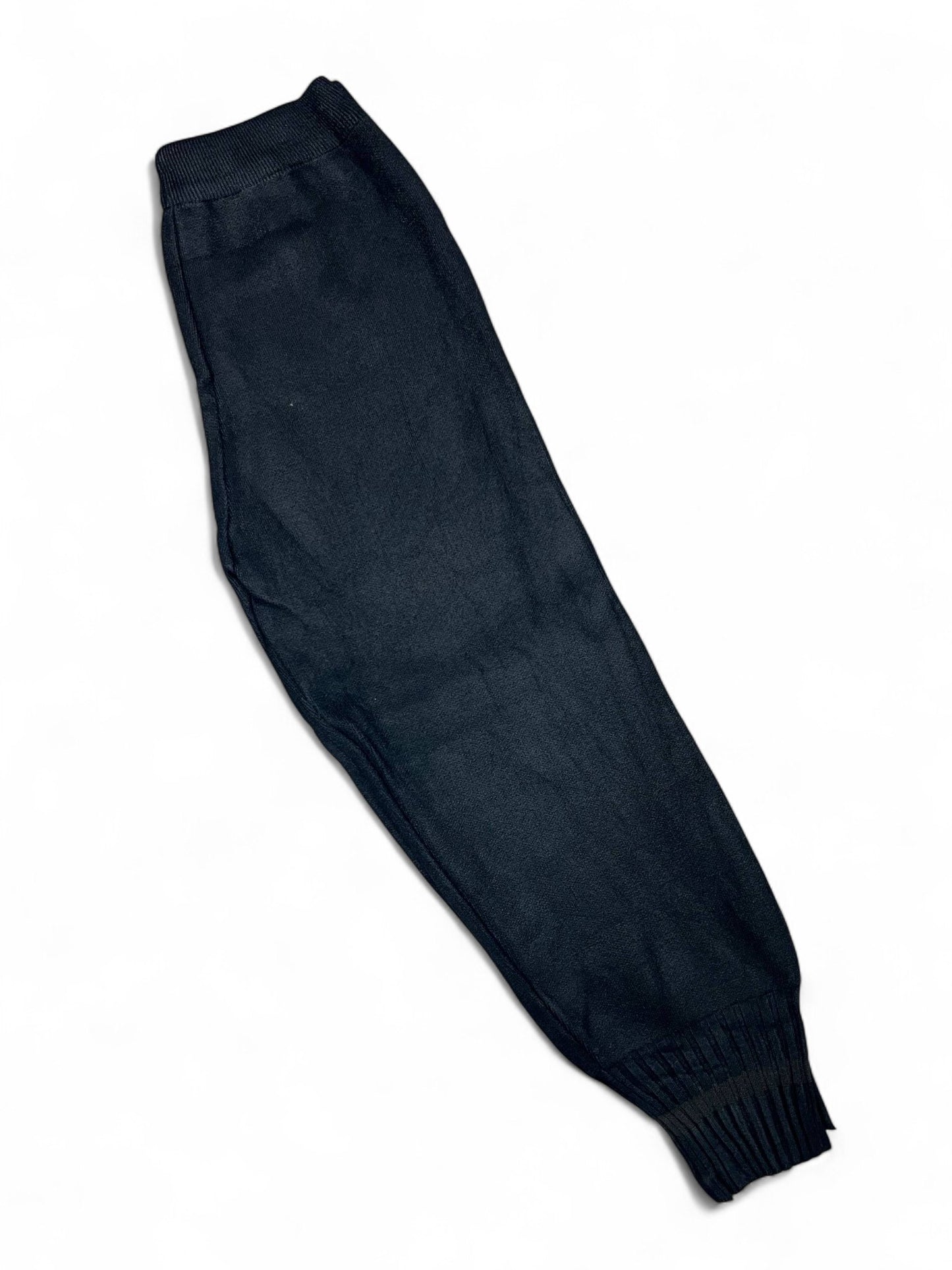 Women's Woolen Knitted Sweatpants Winter Wide-Leg Joggers with Ankle Banded Cuffs, Sports Pants Casual Trousers