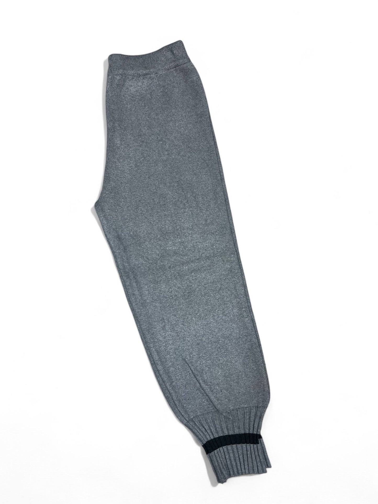 Women's Woolen Knitted Sweatpants Winter Wide-Leg Joggers with Ankle Banded Cuffs, Sports Pants Casual Trousers