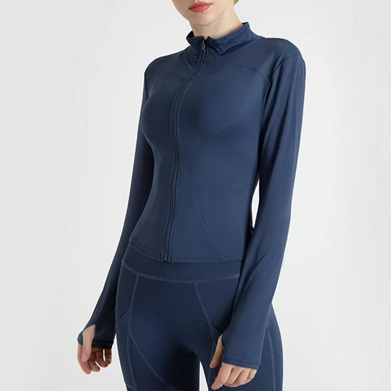 Women's Slim Fit Lightweight Athletic Yoga Running Track Set UPF 50+ Sun Protection Full Zip Stretchy Jacket and Legging