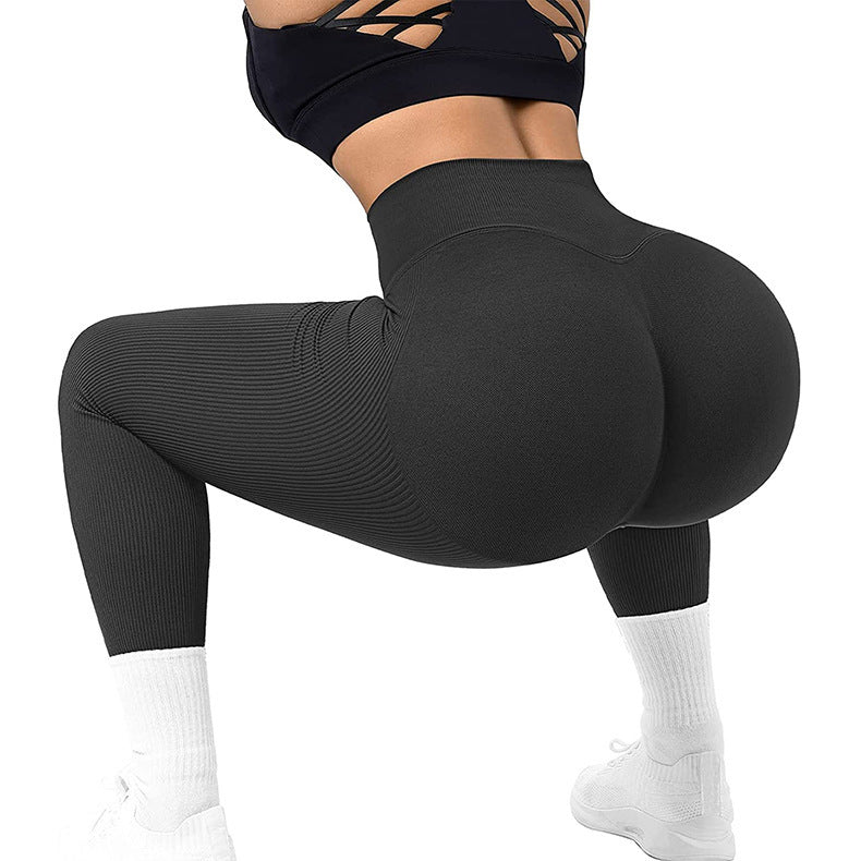 High  Waist Seamless Leggings Threaded Knitted Fitness Pants Solid Women's Slimming Sports Yoga Pants Elastic Running Sport Leggings