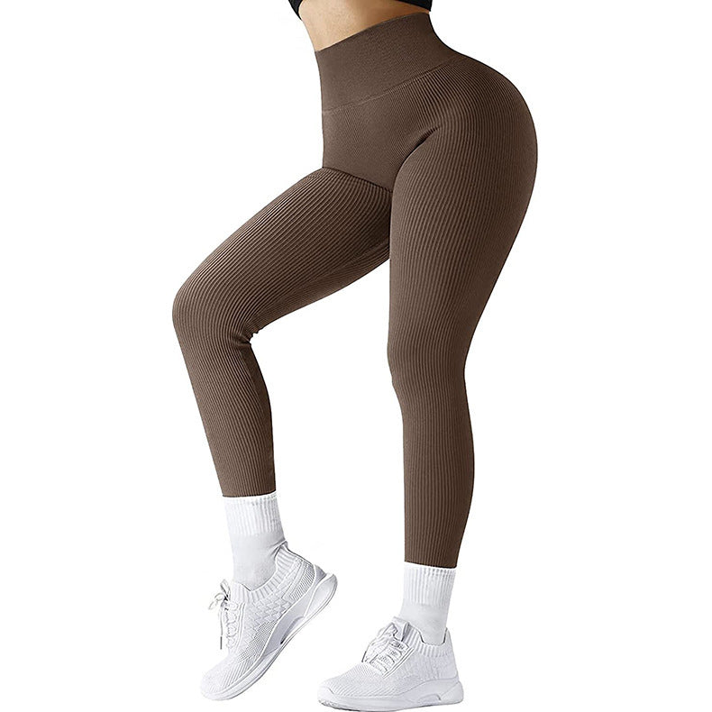 High  Waist Seamless Leggings Threaded Knitted Fitness Pants Solid Women's Slimming Sports Yoga Pants Elastic Running Sport Leggings