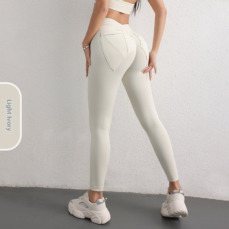 High Waist Hip Lift Yoga Pants With Pockets  Women's Sports Fitness Trousers Leggings