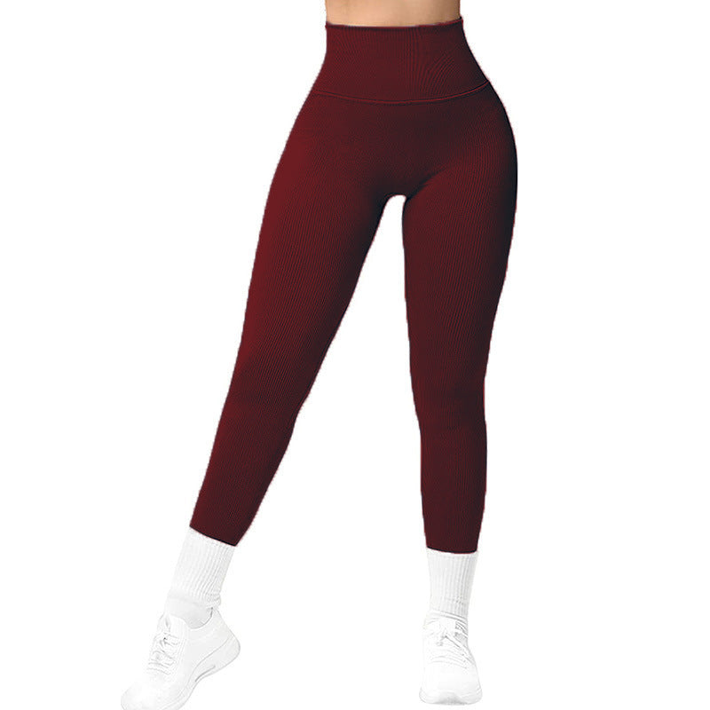 High  Waist Seamless Leggings Threaded Knitted Fitness Pants Solid Women's Slimming Sports Yoga Pants Elastic Running Sport Leggings