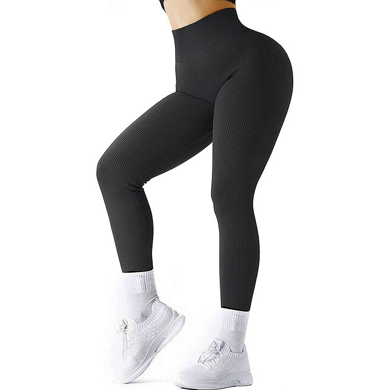 High  Waist Seamless Leggings Threaded Knitted Fitness Pants Solid Women's Slimming Sports Yoga Pants Elastic Running Sport Leggings