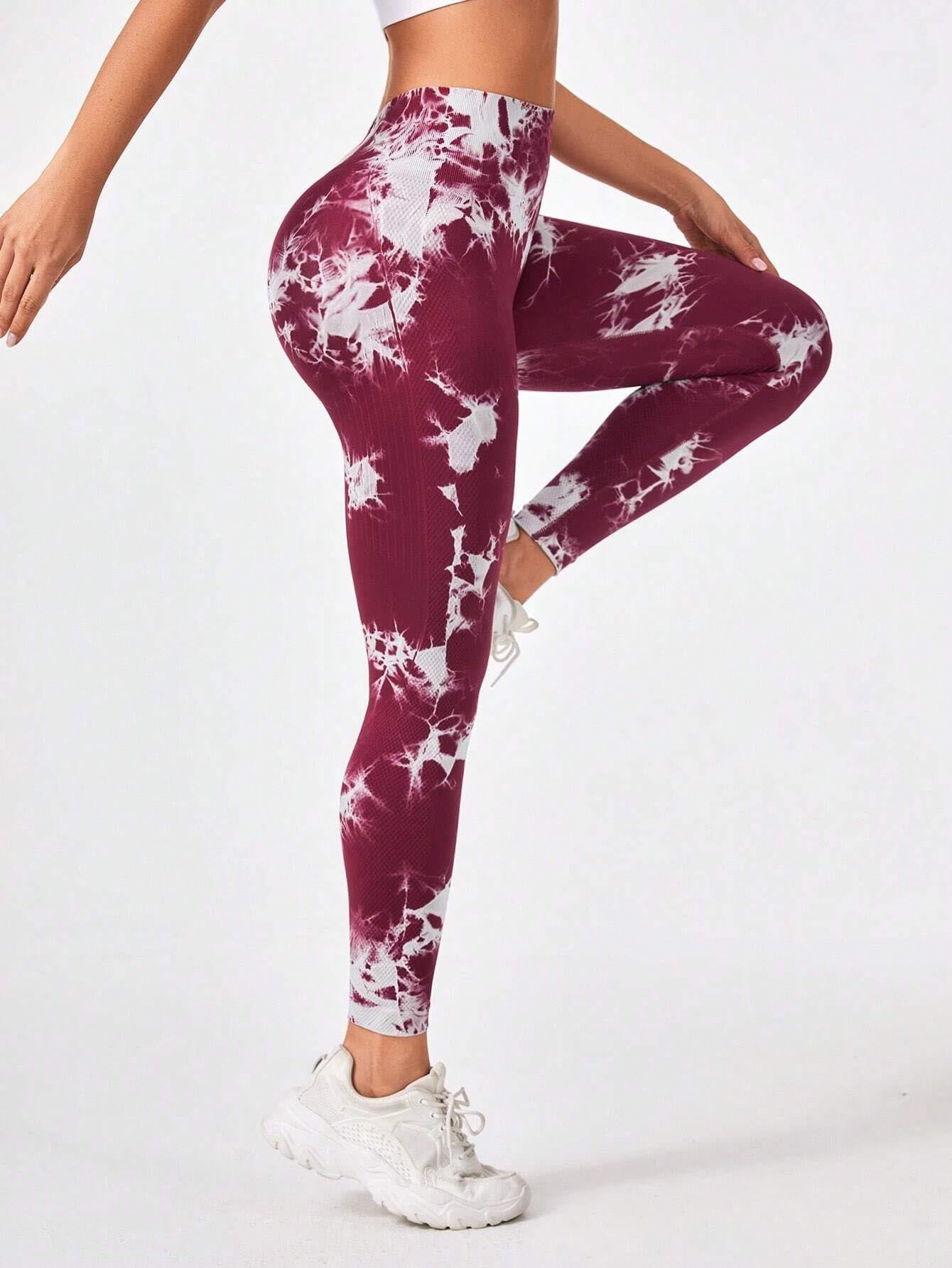 Tie Dye  Workout Seamless Leggings For Women High Waist Gym Leggings Yoga Pants, Seamless Leggings For Women High Waist Yoga Pants, Scrunch Butt Lifting Elastic Tights