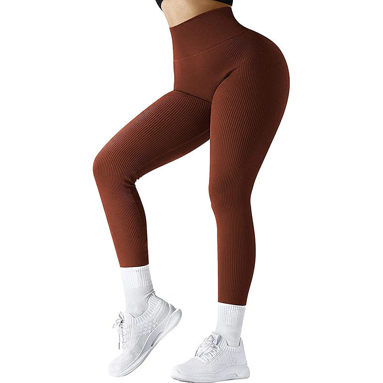 High  Waist Seamless Leggings Threaded Knitted Fitness Pants Solid Women's Slimming Sports Yoga Pants Elastic Running Sport Leggings